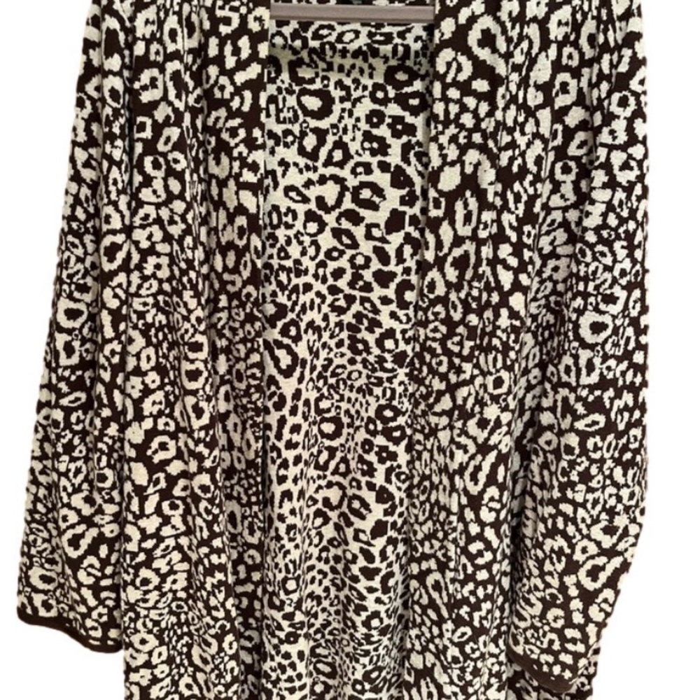 Style & Co. Brown and White Leopard Print Cardigan